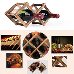 Wewoo Rangement de Cuisine 6 bouteilles racks support à vin pliable porte-vin en bois bar étagère d'affichage (cuisson au carbone) pas cher