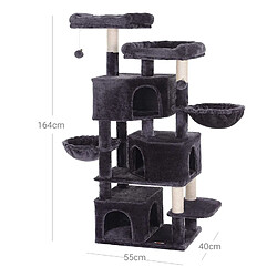 Helloshop26 Grand arbre à chat avec 3 niches 164 cm de hauteur gris foncé 12_0001157