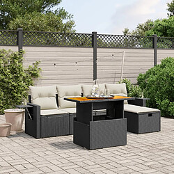 Maison Chic Ensemble Tables et chaises d'extérieur 6pcs avec coussins,Salon de jardin noir résine tressée -GKD706199