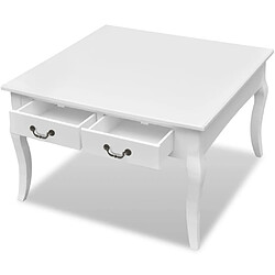 Avis Maison Chic Table basse pour salon | Table à café avec 4 tiroirs Blanc -GKD84842