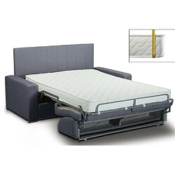 Inside 75 Canapé lit CanapExpress lattes 160cm matelas mémory 22cm tête de lit intégrée velours bleu navy