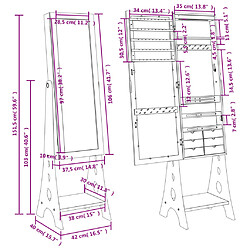 vidaXL Armoire à bijoux miroir avec lumières LED sur pied pas cher