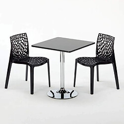 Avis Grand Soleil Table Noir et 2 Chaises Colorées Polypro