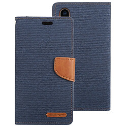 Wewoo CANVAS DIARY Étui en cuir à rabat horizontal texturé pour iPhone XS / X, avec support et logements pour cartes et porte-monnaie (bleu foncé)