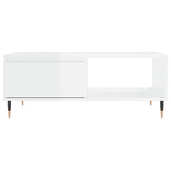 Maison Chic Table basse,Table Console Table d'appoint, Table pour salon blanc brillant 90x60x35 cm bois d'ingénierie -MN58994 pas cher