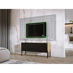 3XELIVING Meuble TV en couleur Chêne wotan / Noir mat avec pieds droits en noir, D: l : 100 cm, H : 52 cm, P : 32 cm pas cher