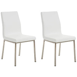 Decoshop26 Lot de 2 chaises de salle à manger style épuré en PVC blanc et acier inoxydable 10_0001609