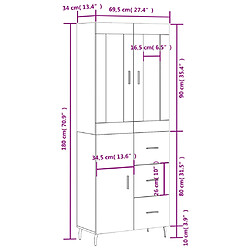 vidaXL Buffet haut Blanc 69,5x34x180 cm Bois d'ingénierie pas cher