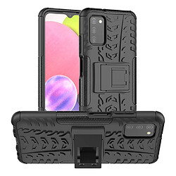 Coque en TPU motif pneu, résistant aux chocs avec béquille noir pour votre Samsung Galaxy A03s (166.5 x 75.98 x 9.14mm)