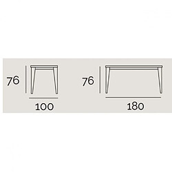 Inside 75 Table repas TONNE 6 couverts 180x100cm pieds noirs plateau céramique blanc