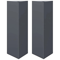 vidaXL Jardinières 2 pcs anthracite triangulaire 30x26x75 cm acier