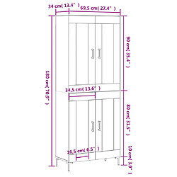 vidaXL Buffet haut Gris béton 69,5x34x180 cm Bois d'ingénierie pas cher