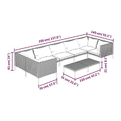 vidaXL Salon de jardin 8 pcs avec coussins Résine tressée Gris foncé pas cher