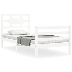 Maison Chic Cadre/structure de lit et tête de lit pour adulte - Lit Moderne Chambre blanc 100x200 cm bois massif -MN49671