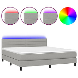 vidaXL Sommier à lattes de lit matelas LED Gris clair 160x200 cm Tissu