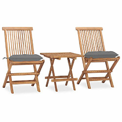 Maison Chic Mobilier à dîner 3 pcs pliable de jardin avec coussins - Ensemble table et chaises d'extérieur - Salon/Mobilier de jardin classique Teck -MN31405