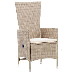 Maison Chic Salon de jardin 7 pcs avec coussins - Table et chaises d'extérieur - Mobilier/Meubles de jardin Moderne Résine tressée Beige -MN38486 pas cher