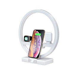 Avis YP Select Chargeur de montre de chargeur sans fil 3 en 1 avec lumière LED pour iPhone / iPod / Apple Watch-BLANC