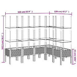 vidaXL Jardinière avec treillis noir 160x120x142,5 cm PP pas cher