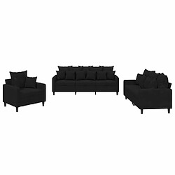 Maison Chic Ensemble de canapés 3 pcs avec coussins, Canapé droit Sofa pour Salon Noir Velours -GKD349152