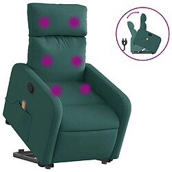 vidaXL Fauteuil inclinable de massage Vert foncé Tissu