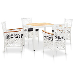 vidaXL Salon de jardin 5 pcs - Blanc