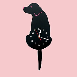 Belle queue de bande dessinée acrylique créative remuant noir horloge murale chien Labrador