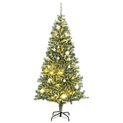 vidaXL Sapin de Noël artificiel 300 LED&amp;boules&amp;neige floquée 180 cm