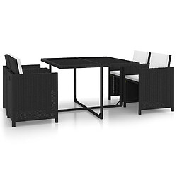 vidaXL Salon de jardin encastrable 5 pcs et coussins Rotin Noir