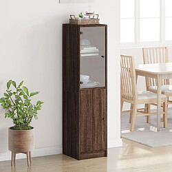 Avis Maison Chic Commode Buffet - Meuble de rangement avec porte en verre chêne marron 35x37x142 cm -GKD90273