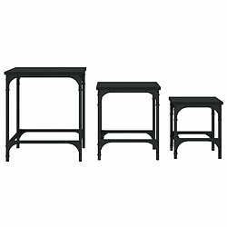 Maison Chic Lot de 3 Tables basses gigognes pour salon | Table à café noir bois d'ingénierie -GKD84262 pas cher