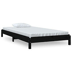 vidaXL Lit empilable sans matelas noir 75x190 cm bois de pin massif