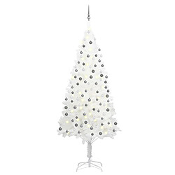 vidaXL Arbre de Noël artificiel pré-éclairé et boules blanc 240 cm