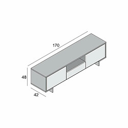 Inside 75 Meuble TV FRIME 2 portes 1 tiroir central cadre blanc façade blanc