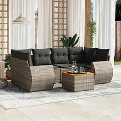 Maison Chic Salon de jardin avec coussins 7 pcs, Ensemble Tables et chaises de jardin, gris résine tressée -GKD675017