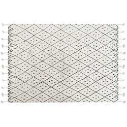 Beliani Tapis en coton blanc et noir 140 x 200 cm AGADIR