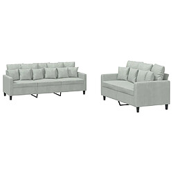 Maison Chic Ensemble de canapés 2 pcs avec coussins, Canapé droit Sofa pour Salon Gris clair Velours -GKD830310