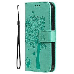 Etui en PU motif chat et arbre, magnétique, antichoc avec support et sangle vert pour votre Samsung Galaxy A53 5G