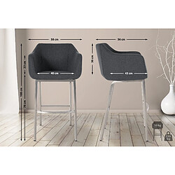 Decoshop26 Tabouret de bar chaise haute x1 recouvert de feutrine gris avec piètement à quatre pieds en acier inoxydable 10_0005238