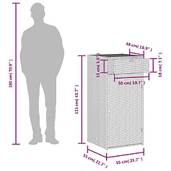 vidaXL Armoire de rangement de jardin gris 55x55x111 cm résine tressée pas cher