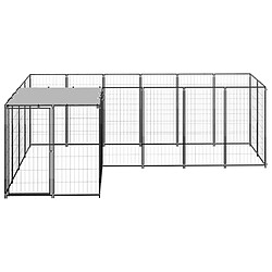 Helloshop26 Chenil extérieur cage enclos parc animaux chien 4,84 m²110 cm acier noir 02_0000533