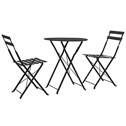 Maison Chic Mobilier de bistro et chaises de jardin 3 pcs Acier Noir -GKD741147