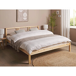 Beliani Lit double en bois clair 180 x 200 cm VANNES