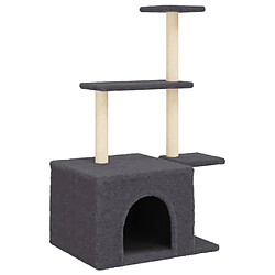 Helloshop26 Arbre à chat meuble tour grimper jouet grattage grattoir escalade plateforme avec griffoirs en sisal foncé 110 cm gris 02_0022644