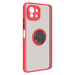 Avizar Coque Xiaomi Mi 11 Lite et Mi 11 Lite 5G Hybride Bague Métallique Support Rouge