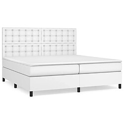 vidaXL Sommier à lattes de lit avec matelas Blanc 200x200cm Similicuir