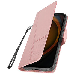 Avizar Étui pour Samsung Galaxy Xcover 7 Portefeuille avec Surpiqûre Rose Champagne