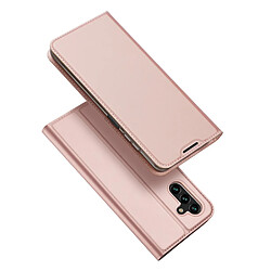 Coque en TPU + PU DUX DUCIS antichoc, fermeture magnétique avec porte-carte rose pour votre Samsung Galaxy A13 5G