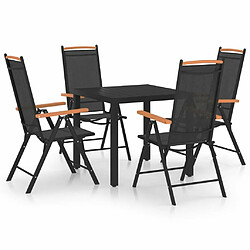 Salle à manger de jardin 5 pcs,Table et chaise à dîner aluminium noir -MN54557