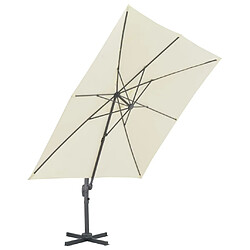 Avis Helloshop26 Parasol meuble de jardin en porte-à-faux avec mât en aluminium 300 x 300 cm sable 02_0008615